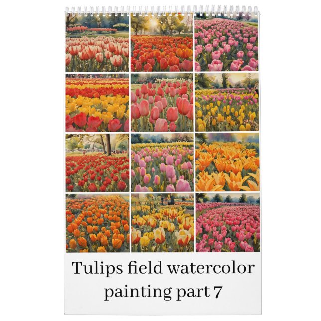 Tulips field watercolor painting 7 calendar (Cover)