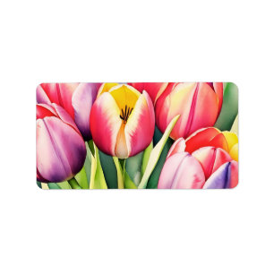 tulips flowers address labels