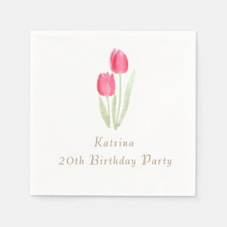 tulips flowers birthday napkins