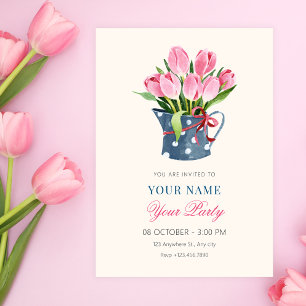 Tulips flowers bouquet  invitation