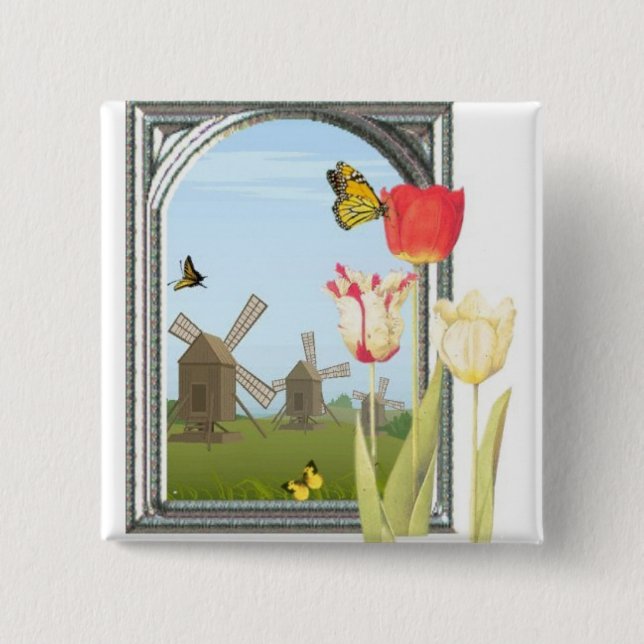 Tulips from Amsterdam 15 Cm Square Badge (Front)