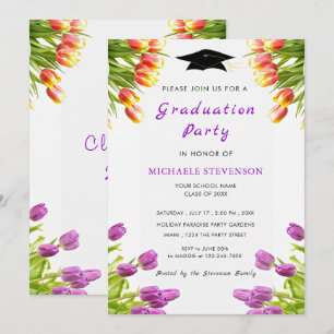 Tulips Garden Floral Graduation Party Invitation