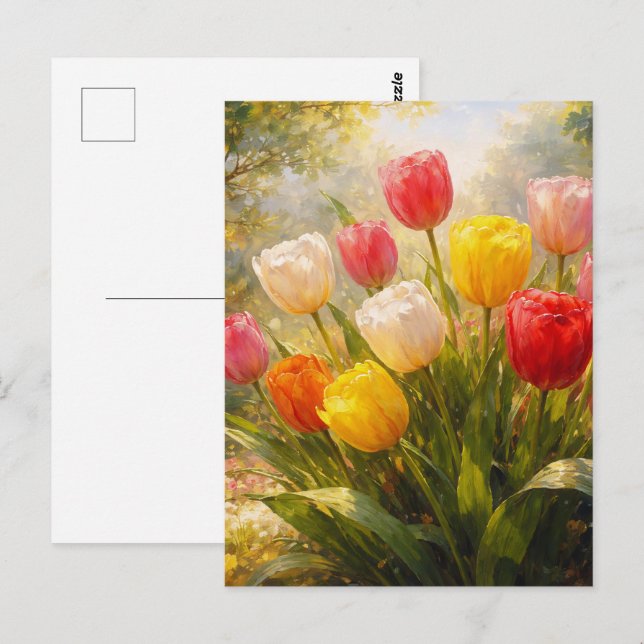 Tulips Garden - Painterly Style Postcard (Front/Back)