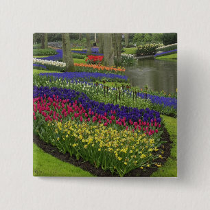 Tulips, Grape Hyacinth, and daffodils, 15 Cm Square Badge