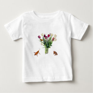 Tulips, Grasshopper, Butterfly, and Frog Baby T-Shirt