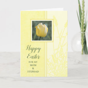Tulips Happy Easter Mum and Stepdad Holiday Card