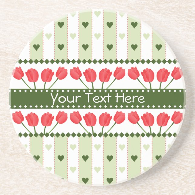 Tulips & Hearts coaster, customise Coaster (Front)