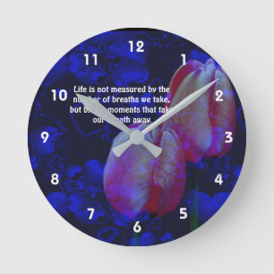 Tulips Hearts Life Attitude Inspirational Quote  Round Clock