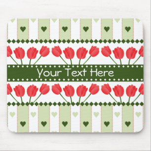 Tulips & Hearts mousepad, customise Mouse Pad