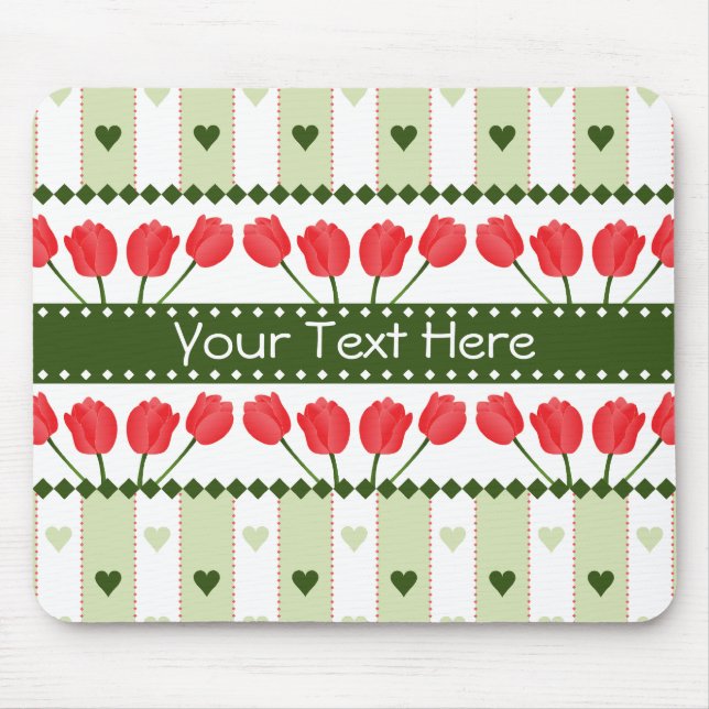 Tulips & Hearts mousepad, customise Mouse Pad (Front)