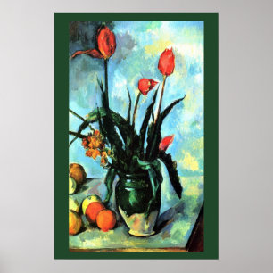 Tulips in a Vase by Paul Cezanne, Vintage Art Poster