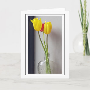 Tulips in a vase greeting card