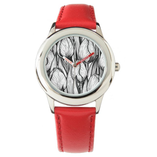 Tulips in black and white watch (Front)