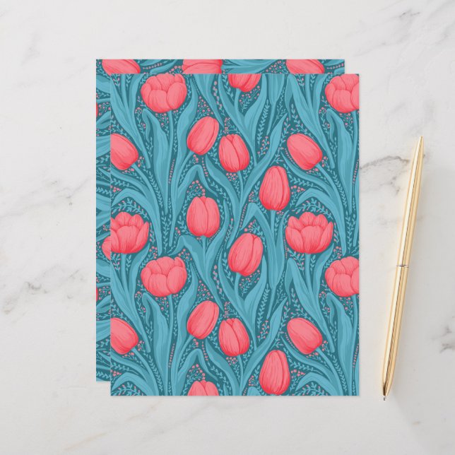 Tulips in blue and red (Front/Back In Situ)