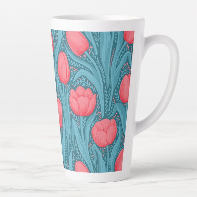 Tulips in blue and red latte mug (Right)