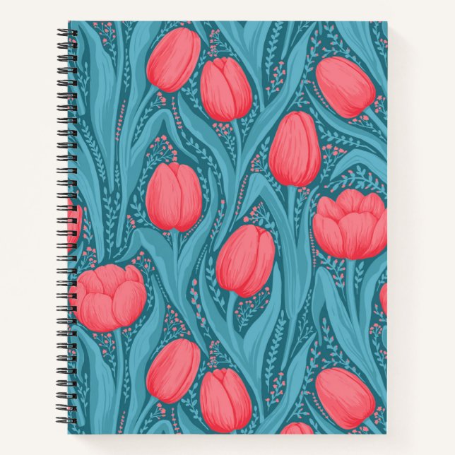 Tulips in blue and red notebook (Front)