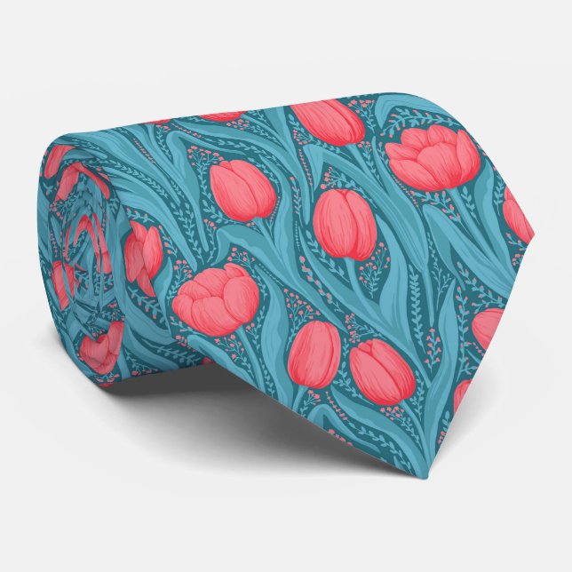 Tulips in blue and red tie (Rolled)