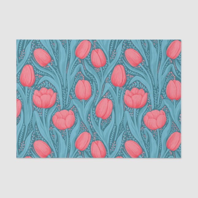 Tulips in blue and red tissue paper (Front)