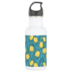 Tulips in blue and yellow 532 ml water bottle