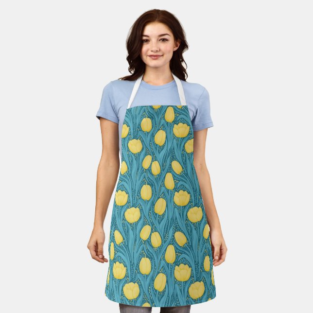 Tulips in blue and yellow apron (Worn)
