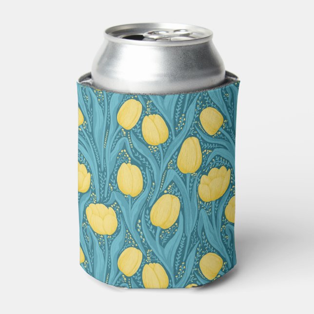 Tulips in blue and yellow can cooler (Can Front)
