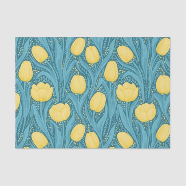 Tulips in blue and yellow tissue paper (Front)