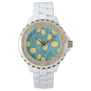 Tulips in blue and yellow watch