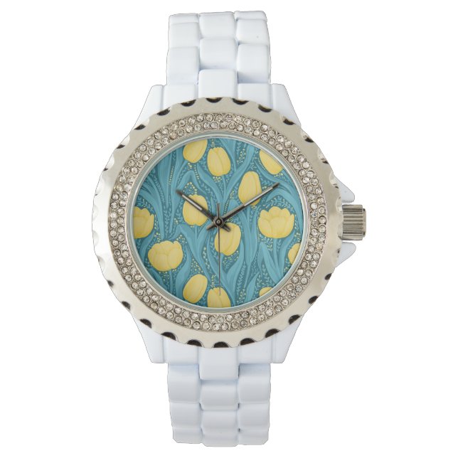 Tulips in blue and yellow watch (Front)