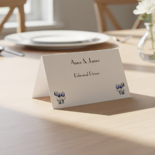 Tulips in Delft Blue customisable card
