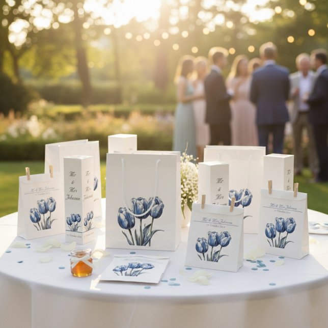 Tulips in Delft Blue customisable Favour Bag (Creator Uploaded)