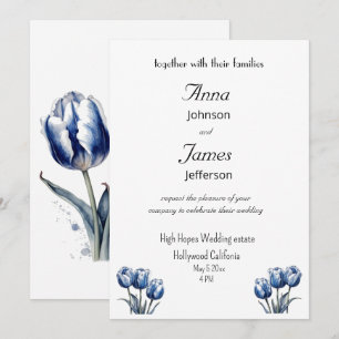 Tulips in Delft Blue customisable Invitation