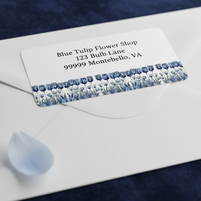 Tulips in Delft Blue customisable Label (Creator Uploaded)
