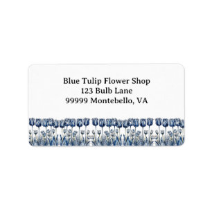 Tulips in Delft Blue customisable Label