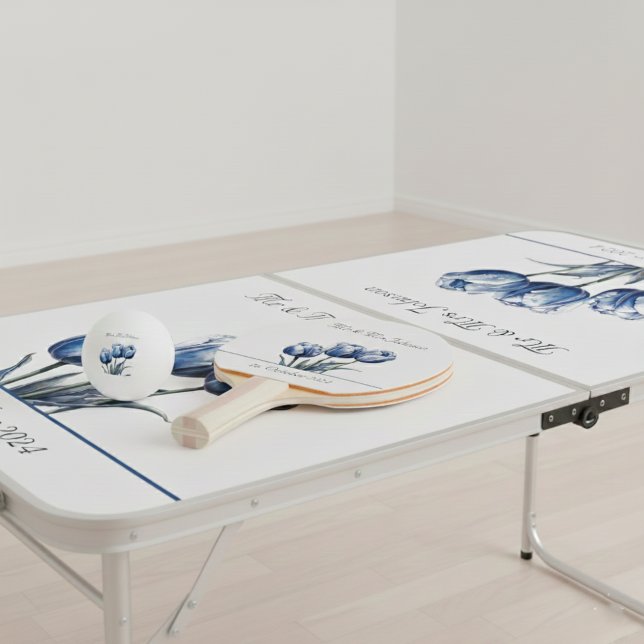 Tulips in Delft Blue customisable Ping Pong Ball (Creator Uploaded)