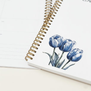 Tulips in Delft Blue, customisable Planner