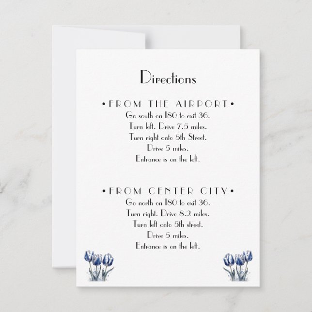 Tulips in Delft Blue customisable  RSVP Card (Front)