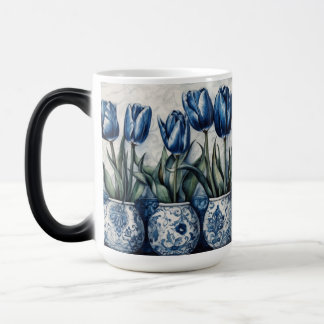 Tulips in Delft Blue Magic Mug