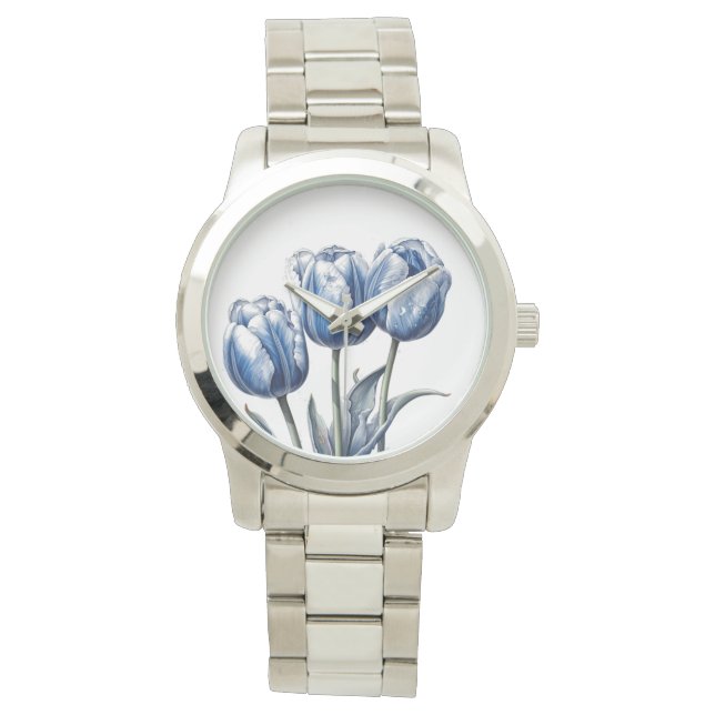 Tulips in Delft Blue  Watch (Front)
