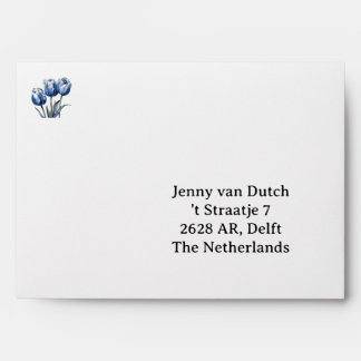 Tulips in Delft Blue, wedding envelop customisable Envelope