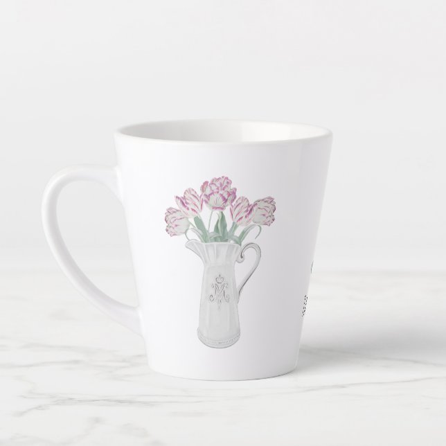 Tulips in Pitcher Ceramic Latte Mug (Left)
