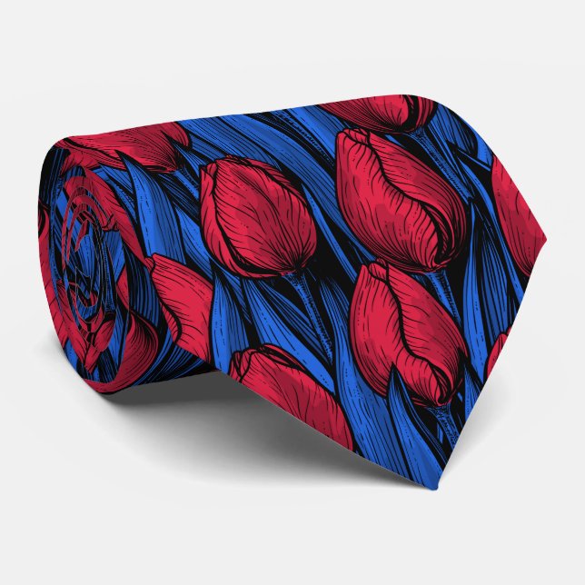 Tulips in red and blue tie (Rolled)