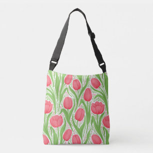 Tulips in red and green crossbody bag