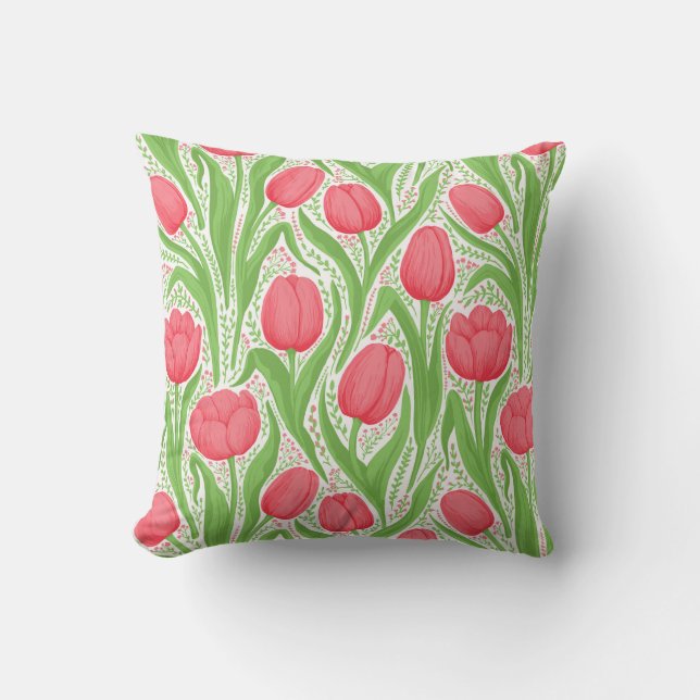 Tulips in red and green cushion (Front)