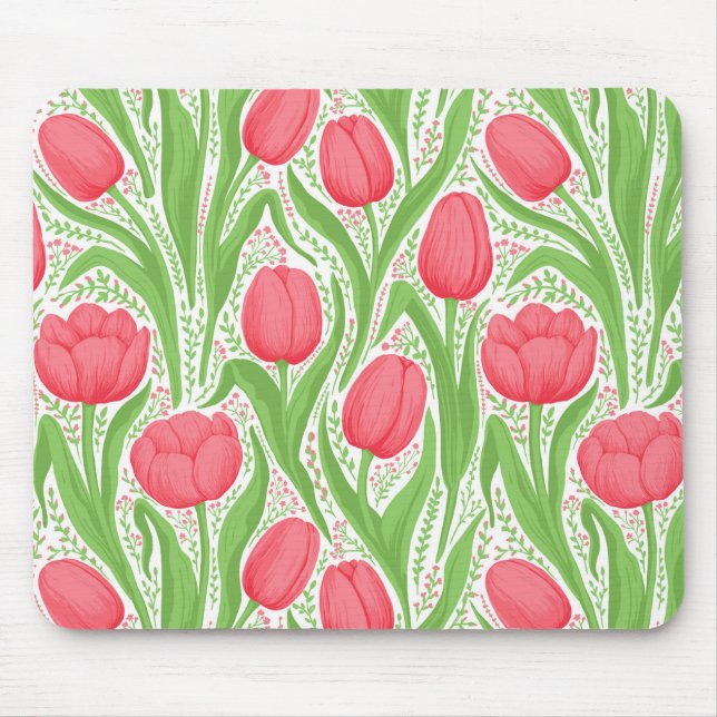 Tulips in red and green mouse pad (Front)
