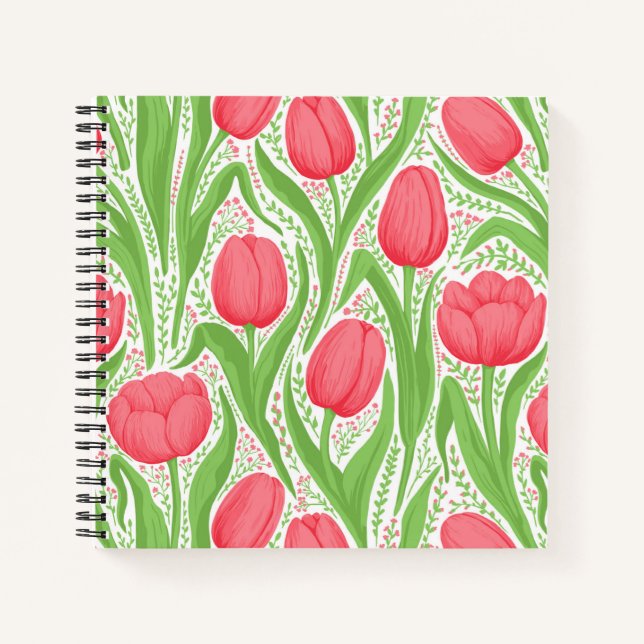 Tulips in red and green notebook (Front)