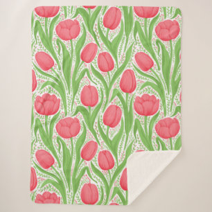 Tulips in red and green sherpa blanket