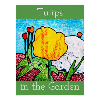Tulips in the Garden Poster