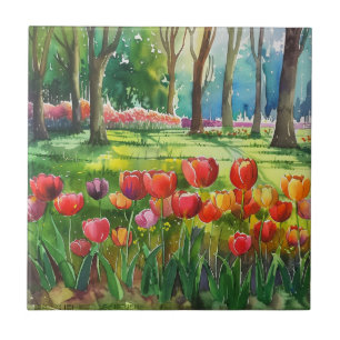 Tulips in The Park Ceramic Tile