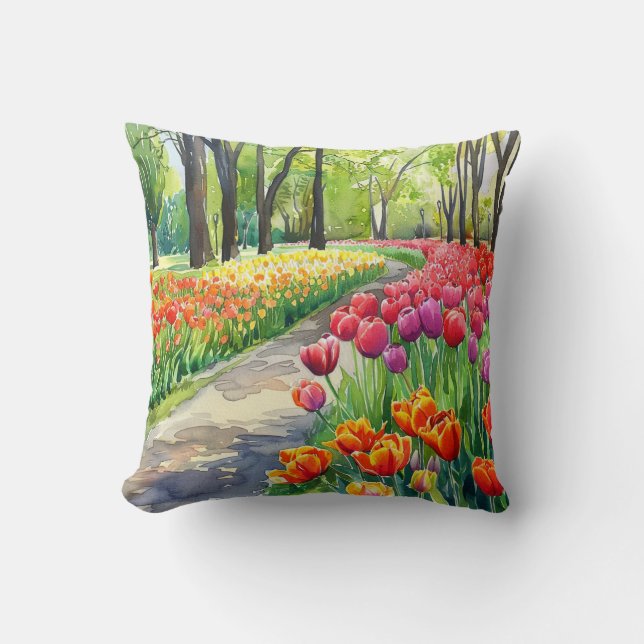 Tulips in The Park Cushion (Front)