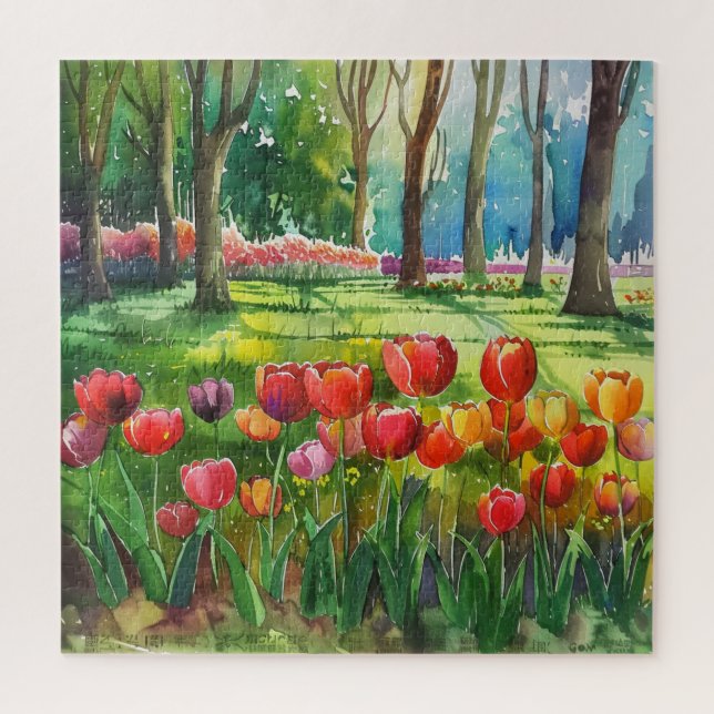 Tulips in The Park Jigsaw Puzzle (Vertical)